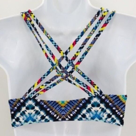 Red Carter bikini top 8 geometric print blue BoxA - Picture 2 of 7